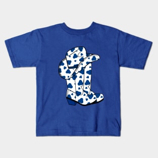 BLUE Cow Spots Cowboy Boots And Hat Kids T-Shirt